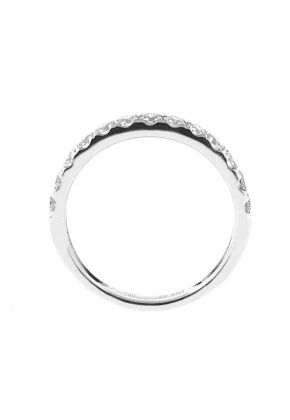 Single Row Micro-Prong Set Band with Round Diamonds in 18k White Gold (Stackable)