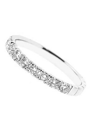 Single Row Micro-Prong Set Band with Round Diamonds in 18k White Gold (Stackable)