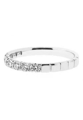 Single Row Micro-Prong Set Band with Round Diamonds in 18k White Gold (Stackable)