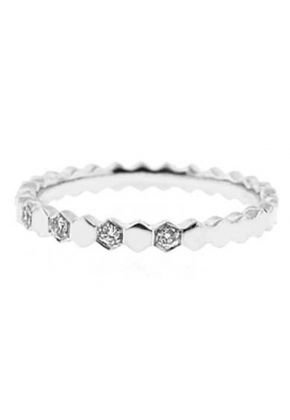 Eternity Band with Hexagon Shapes of Round Diamonds and 18k White Gold