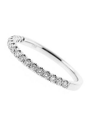 Single Row Micro-Prong Set Band with Round Diamonds in 18k White Gold (Stackable)