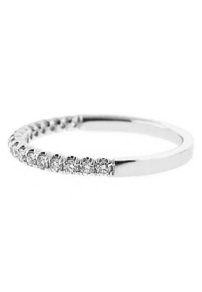 Single Row Micro-Prong Set Band with Round Diamonds in 18k White Gold (Stackable)