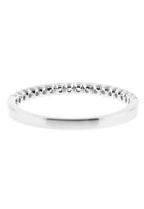 Single Row Micro-Prong Set Band with Round Diamonds in 18k White Gold (Stackable)