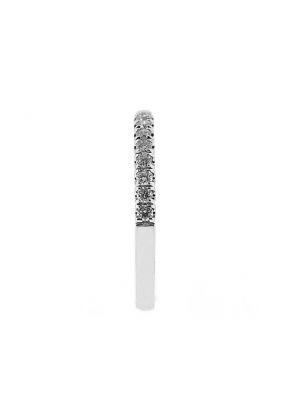 Single Row Micro-Prong Set Band with Round Diamonds in 18k White Gold (Stackable)