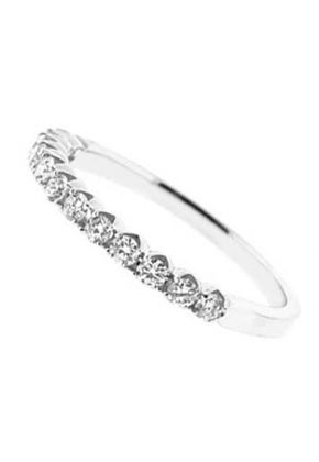 Micro Prong Set 12 Diamond Ladies White Gold Band (Stackable Ring)