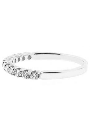 Micro Prong Set 12 Diamond Ladies White Gold Band (Stackable Ring)