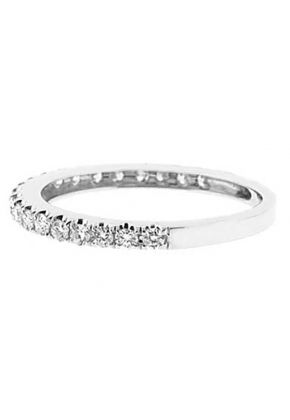 Single Row Micro-Prong Set Band with Round Diamonds in 18k White Gold