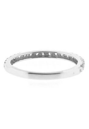 Single Row Micro-Prong Set Band with Round Diamonds in 18k White Gold