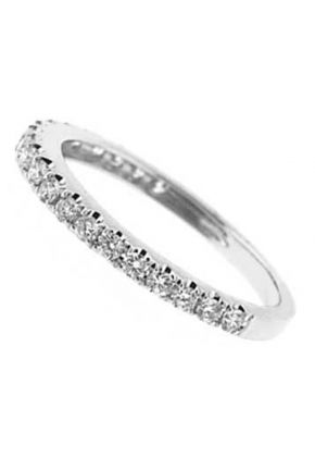 Single Row Micro-Prong Set Band with Round Diamonds in 18k White Gold (Stackable)