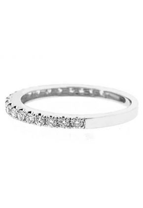 Single Row Micro-Prong Set Band with Round Diamonds in 18k White Gold (Stackable)