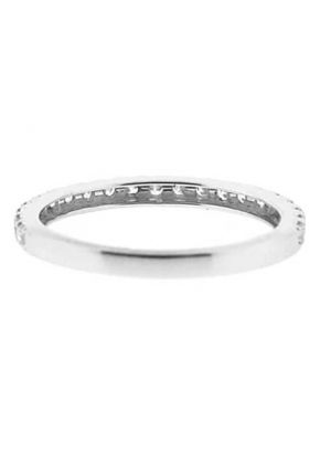 Single Row Micro-Prong Set Band with Round Diamonds in 18k White Gold (Stackable)