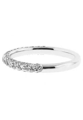 Three Side Micro-Pav?? Set Band with Round Diamonds in 18k White Gold (Stackable Ring)