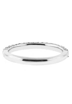 Three Side Micro-Pav?? Set Band with Round Diamonds in 18k White Gold (Stackable Ring)