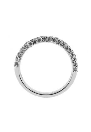 Three Side Micro-Pav?? Set Band with Round Diamonds in 18k White Gold (Stackable Ring)