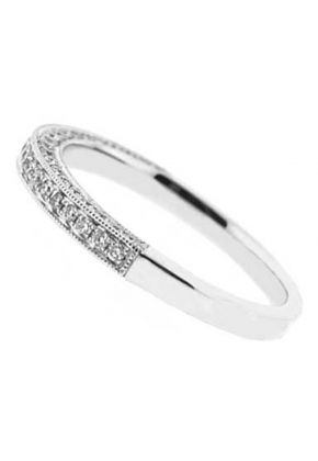 Three Side Band with Micro-Prong Set Round Diamonds Bordered by Beaded Milgrain in 18k White Gold