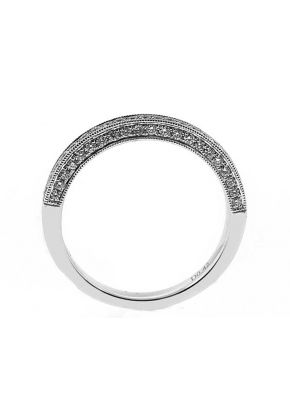 Three Side Band with Micro-Prong Set Round Diamonds Bordered by Beaded Milgrain in 18k White Gold