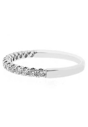 Single Row Micro-Prong Set Band with Round Diamonds in 18k White Gold