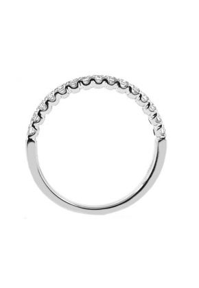 Single Row Micro-Prong Set Band with Round Diamonds in 18k White Gold
