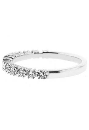 Single Row Prong Set Band with Round Diamonds in 18k White Gold