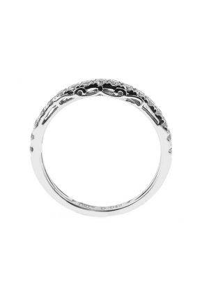 Filigree Band with Micro-Pav?? Set Round Diamonds in 18k White Gold