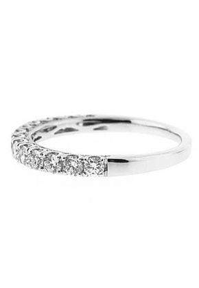 Single Row Prong Set Band with Round Diamonds in 18k White Gold