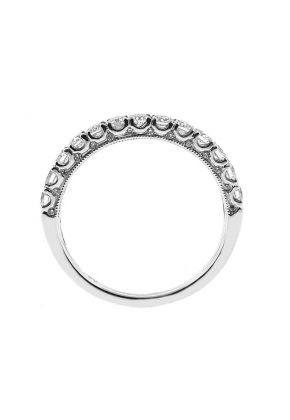 Single Row Prong Set Band with Round Diamonds in 18k White Gold