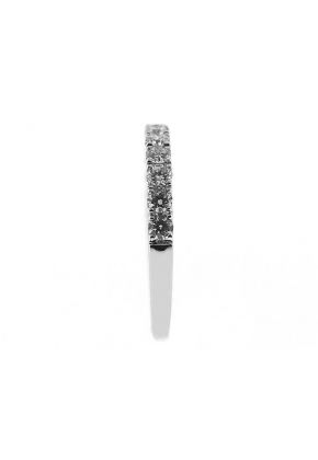 Single Row Prong Set Band with Round Diamonds in 18k White Gold