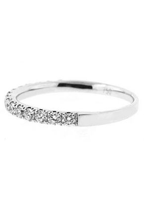 Single Row Micro-Prong Set Band with Round Diamonds in 18k White Gold