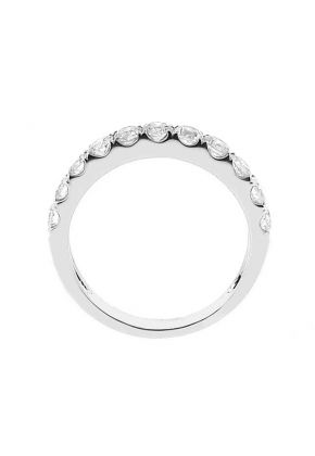 Single Row Micro-Prong Set Band with Round Diamonds in 18k White Gold