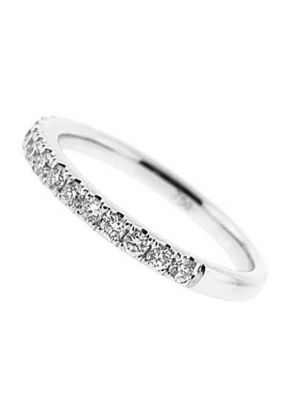 Single Row Micro-Prong Set Band with Round Diamonds in 18k White Gold