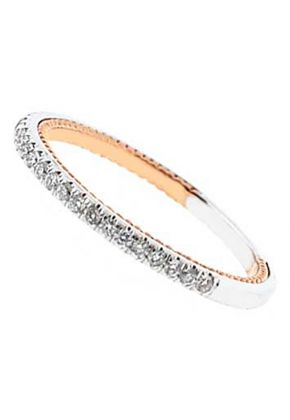 Two-Tone Band with Engraved Side Profiles in 18k Rose Gold and Round Diamonds Set in 18k White Gold