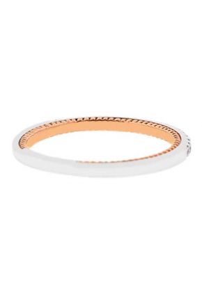 Two-Tone Band with Engraved Side Profiles in 18k Rose Gold and Round Diamonds Set in 18k White Gold