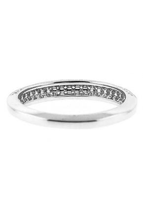 Three Side Band with Micro-Prong Set Round Diamonds Bordered by Beaded Milgrain in 18k White Gold