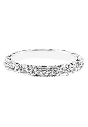 Triple-Side Milgrain Decorated Eternity Band with Micro-Prong Set Round Diamonds in 18k White Gold
