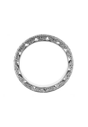 Triple-Side Milgrain Decorated Eternity Band with Micro-Prong Set Round Diamonds in 18k White Gold