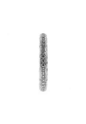 Triple-Side Milgrain Decorated Eternity Band with Micro-Prong Set Round Diamonds in 18k White Gold