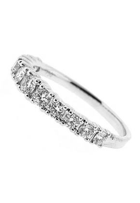 Single Row Prong Set Band with Round Diamonds in 18k White Gold