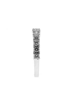 Single Row Prong Set Band with Round Diamonds in 18k White Gold
