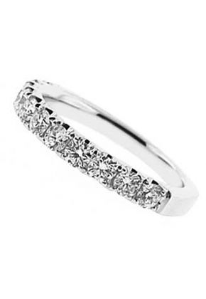 Single Row Micro-Prong Set Band with Round Diamonds in 18k White Gold