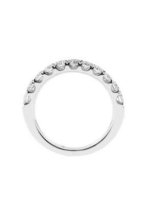 Single Row Micro-Prong Set Band with Round Diamonds in 18k White Gold
