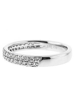 Double Row Diamond Band in 18k White Gold