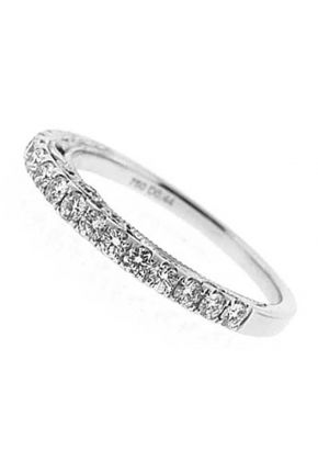 Single Row Band with Round Diamonds and Filigree Milgrain Side Profile in 18k White Gold