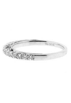 Single Row Band with Round Diamonds and Filigree Milgrain Side Profile in 18k White Gold