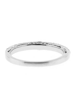 Single Row Band with Round Diamonds and Filigree Milgrain Side Profile in 18k White Gold