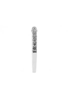 Single Row Band with Round Diamonds and Filigree Milgrain Side Profile in 18k White Gold