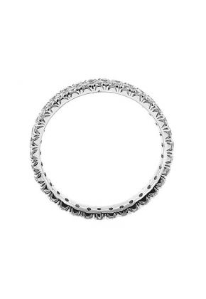 Double Row Eternity Band with Micro Prong Set Diamonds in 18k White Gold