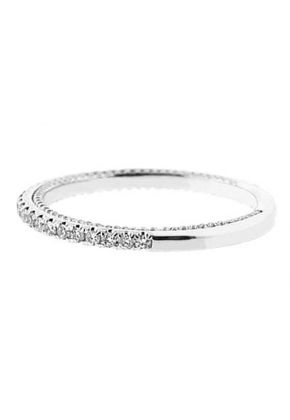 Single Row Band with Engraved Side Profile and Round Diamonds Set in 18k White Gold