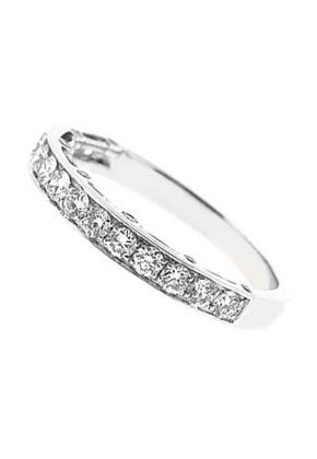 Three-Side Combination Set Band with Bezel and Micro-Prong Set Round Diamonds in 18k White Gold