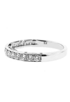 Three-Side Combination Set Band with Bezel and Micro-Prong Set Round Diamonds in 18k White Gold