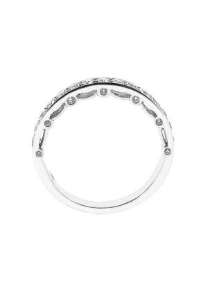 Three-Side Combination Set Band with Bezel and Micro-Prong Set Round Diamonds in 18k White Gold